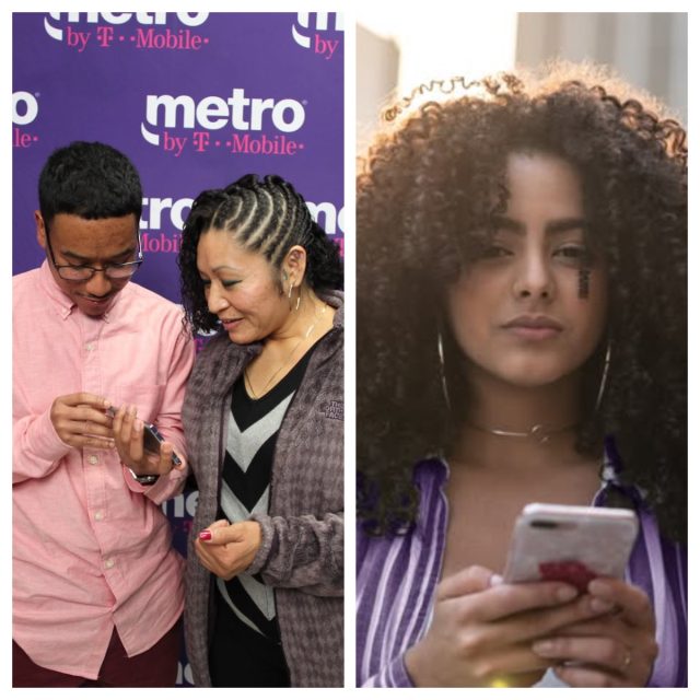 Person using a smartphone on a Metrobyt-mobile prepaid wireless plan