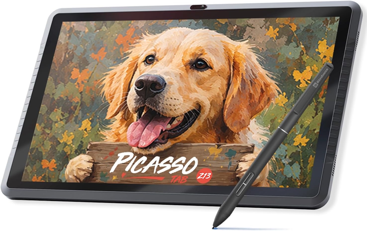 PicassoTab Z13 tablet running Android 15 with a pro drawing app open