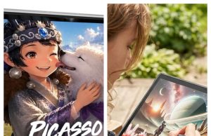 PicassoTab Review: The Standalone Drawing Tablet Built for Serious Artists Artist drawing on a PicassoTab Z13 standalone tablet at a bright home studio desk